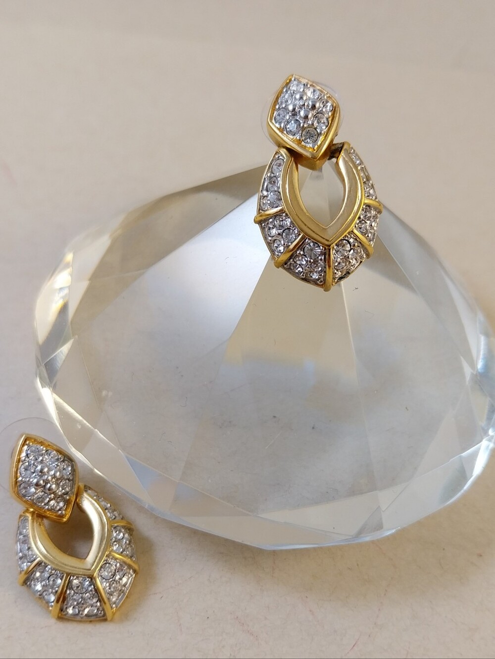 Swarovski Gold-Tone Clear Crystal Drop Earrings - Picture 9 of 12